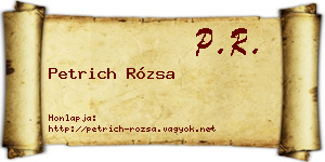 Petrich Rózsa névjegykártya